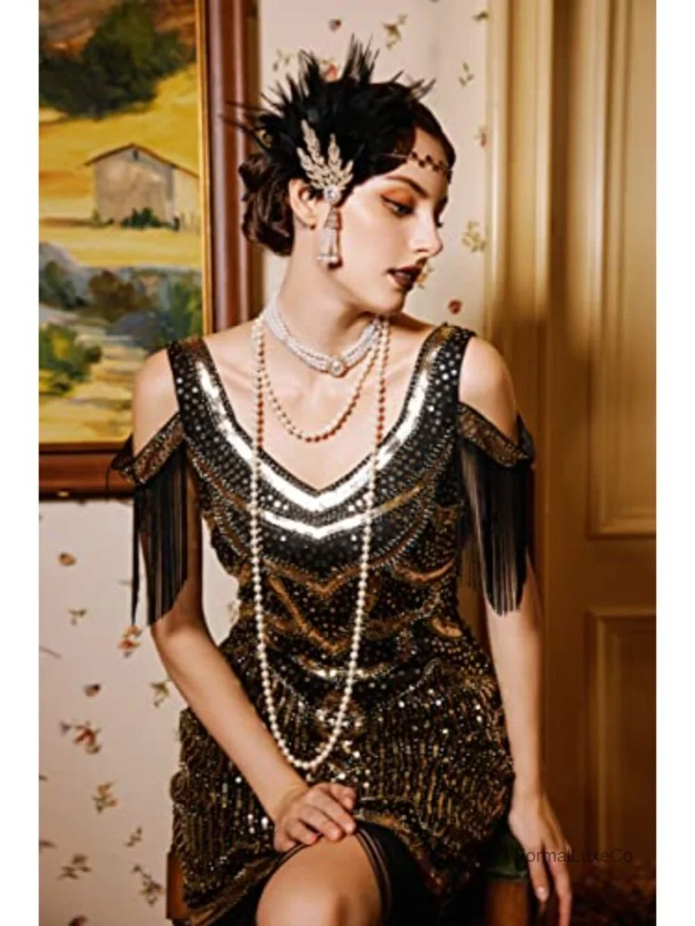 Faux Pearl Necklace & Choker Set Long 59